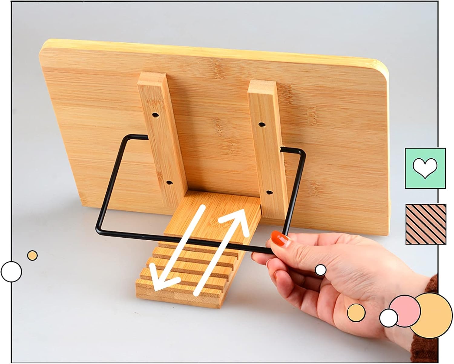 Yuidaaavzz Cookbook Stand with 5 Adjustable Angles and Height