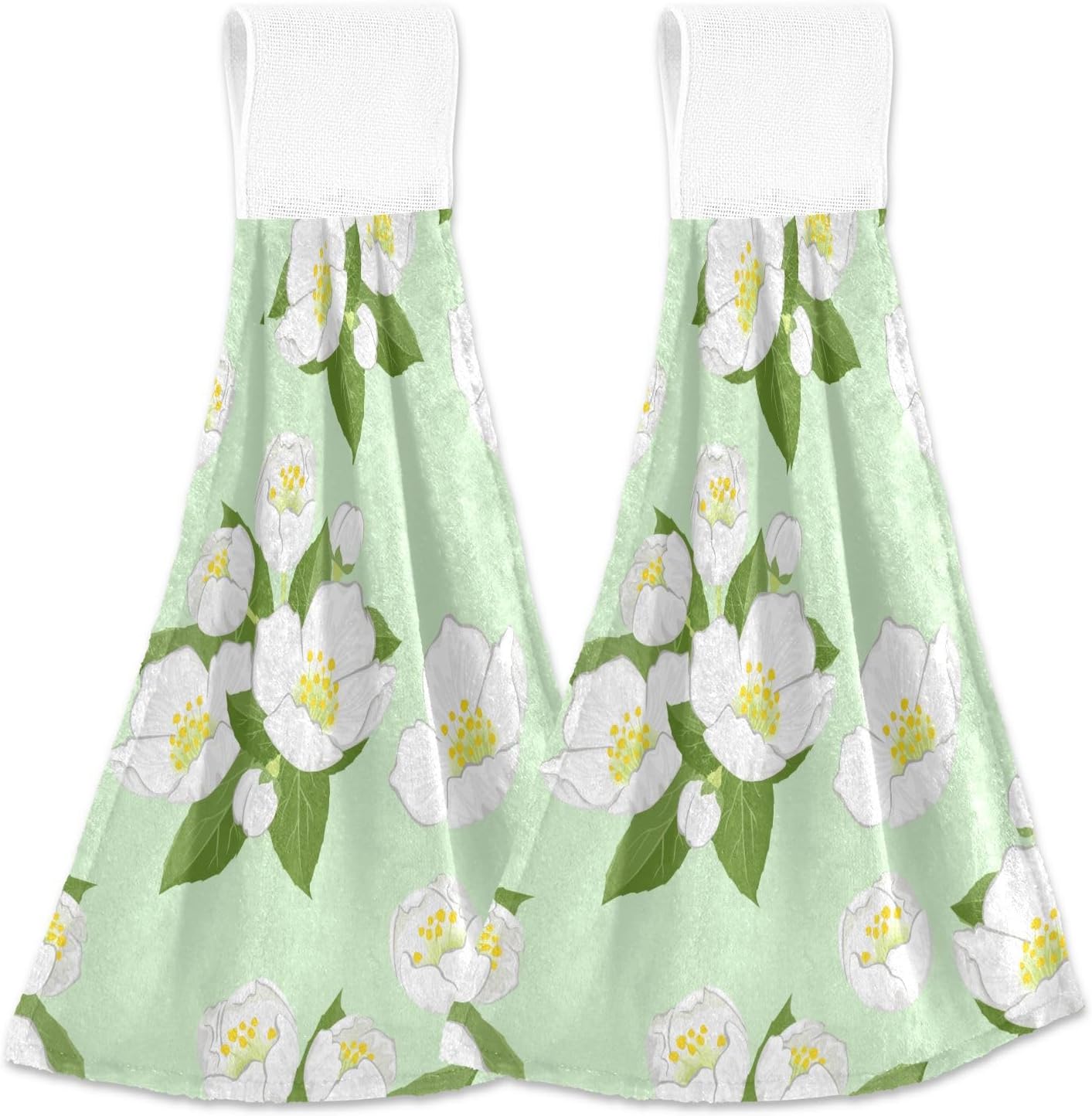 Jasmine Flowers Pattern Kitchen Towels Hand Towel Fast Drying 2 Pieces