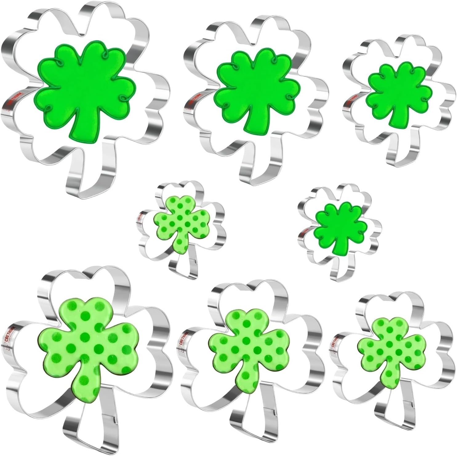 Crethinkaty 8-Piece Clover Four-Leaf Clover Cookie Cutter Set