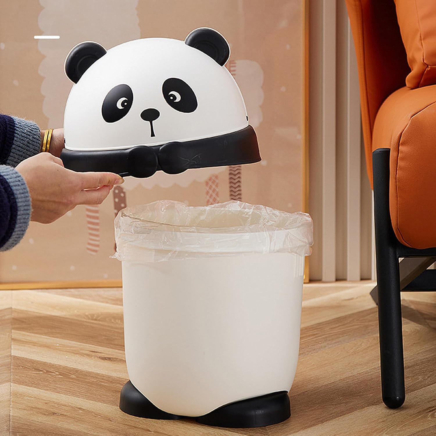 Cute Cartoon Panda Wastebasket with Swing Lid