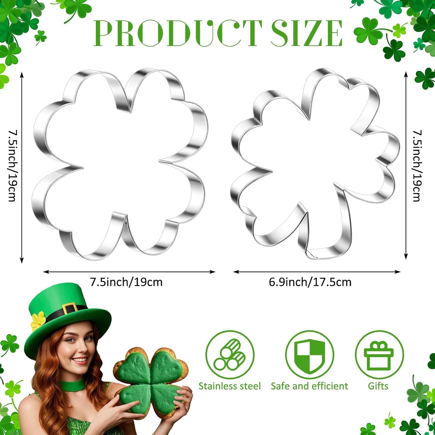 Teenyyou 2 Pcs Extra Large St Patricks Day Cookie Cutters