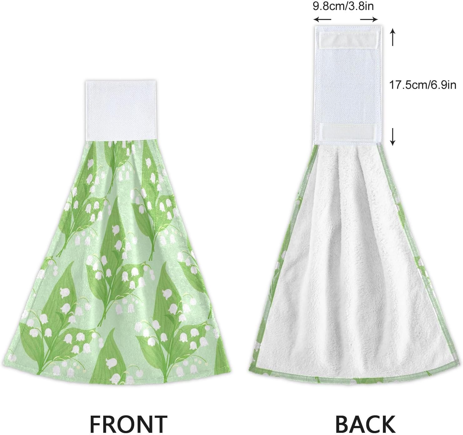 RPLIFE Lily of Valley Green Dish Towel Set of 2