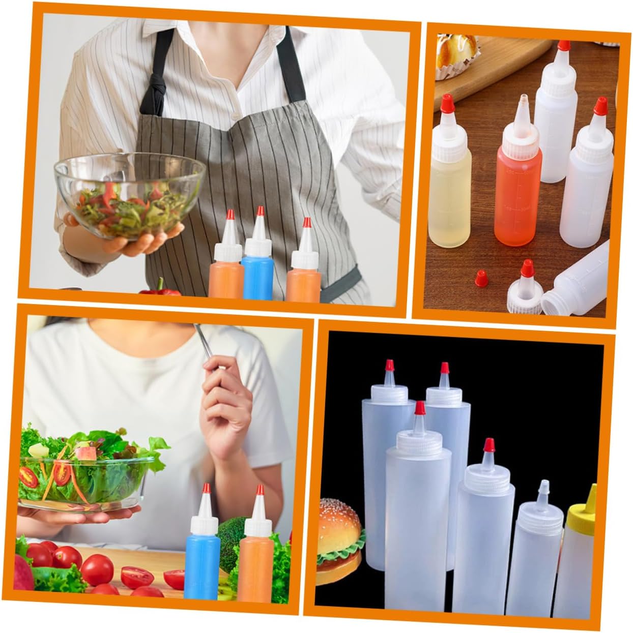 PRETYZOOM 2oz Mini Condiment Squeeze Bottles Set for Kitchen