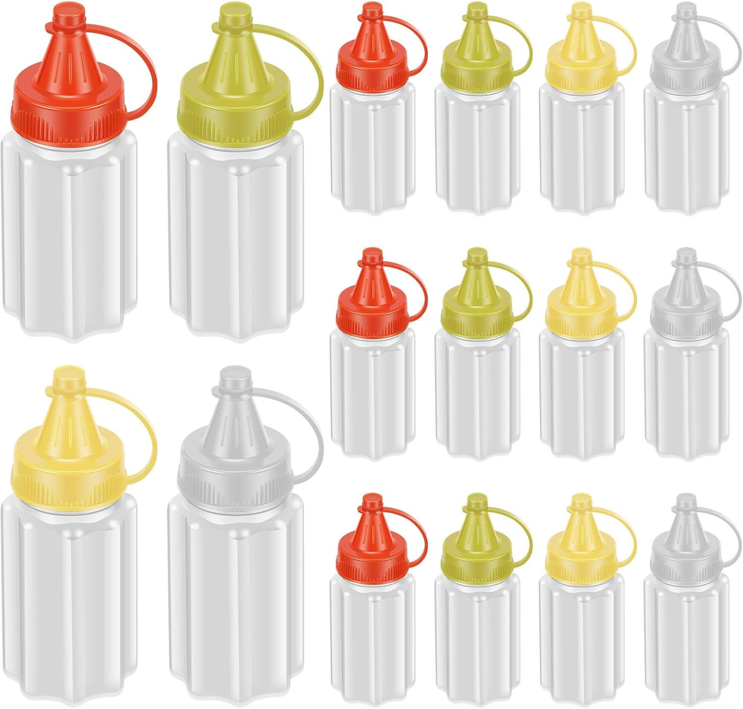16pcs Colorful Condiment Squeeze Bottles with Lids