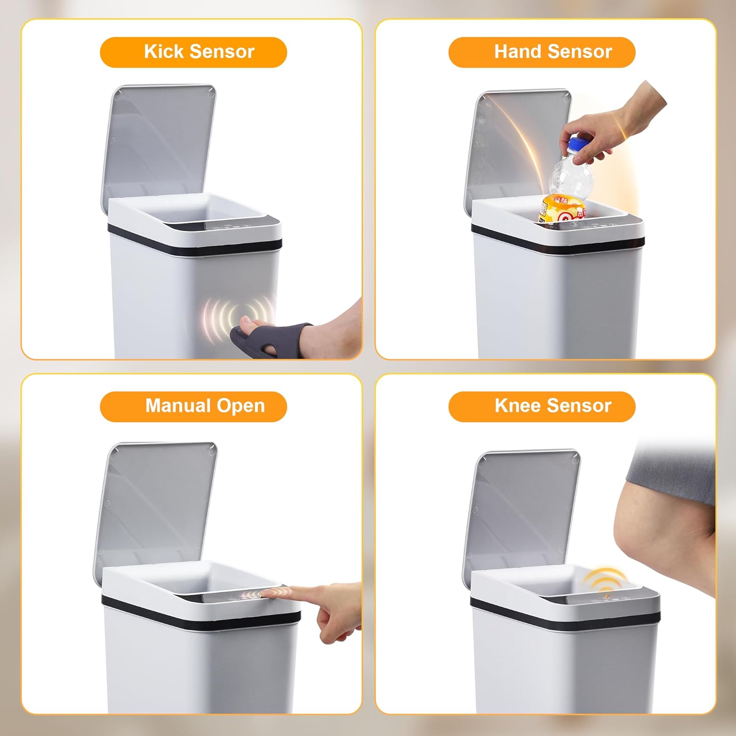 LJIACLEA Touchless Bathroom Trash Can 26 Gallon with Lid