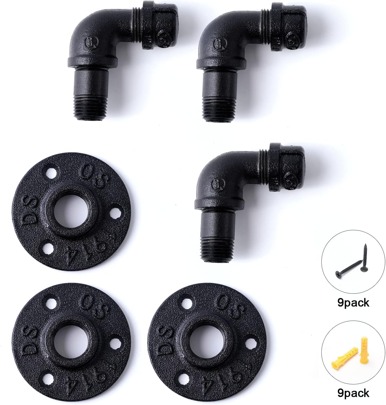 Home TZH Industrial Black Towel Hooks 3 Pack