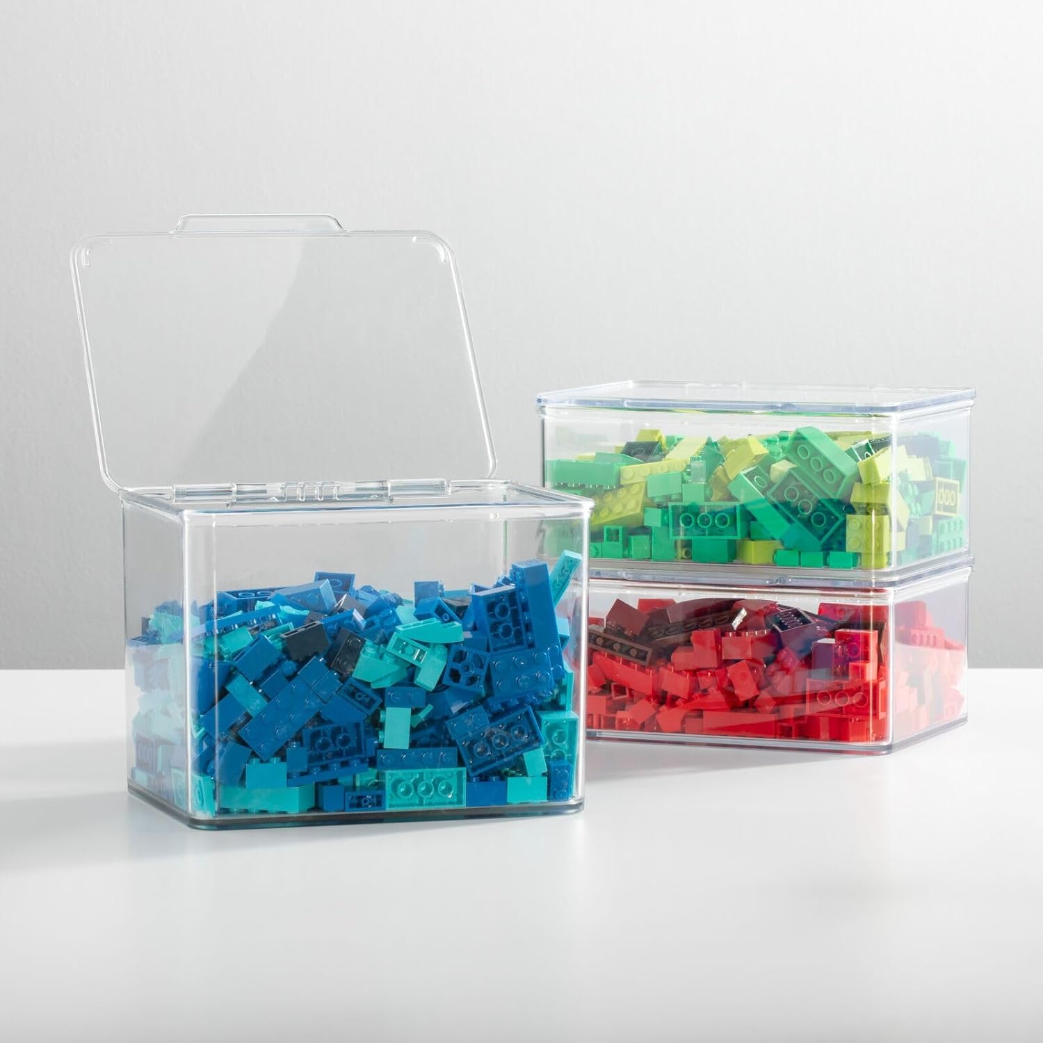 mDesign Clear Storage Boxes with Hinged Lid 8 Pack