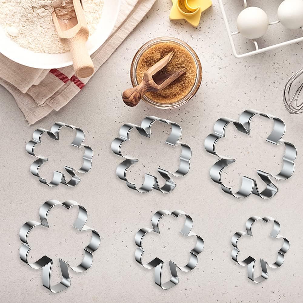 St Patricks Day Cookie Cutter Set 6 Pcs Metal Shamrock