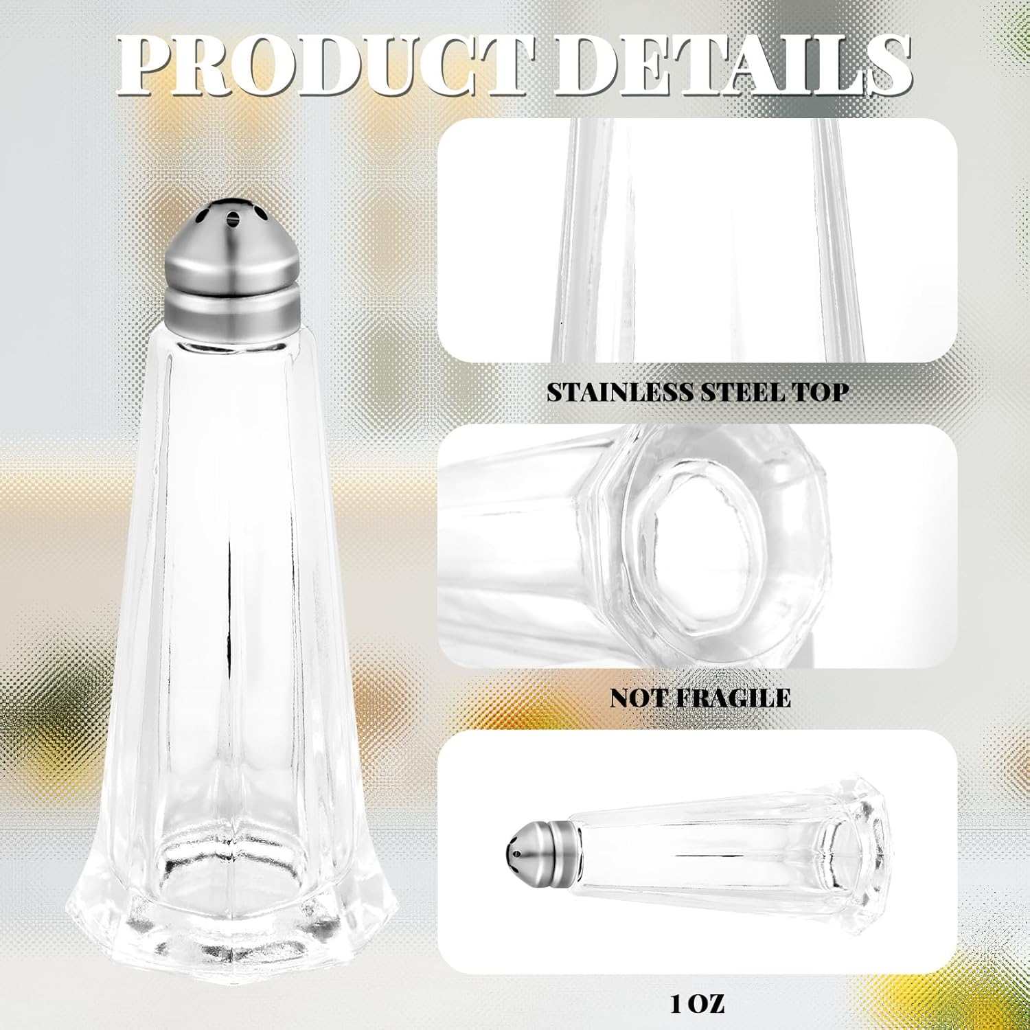 Bokon 24-Pack Tower Glass Salt Pepper Shakers