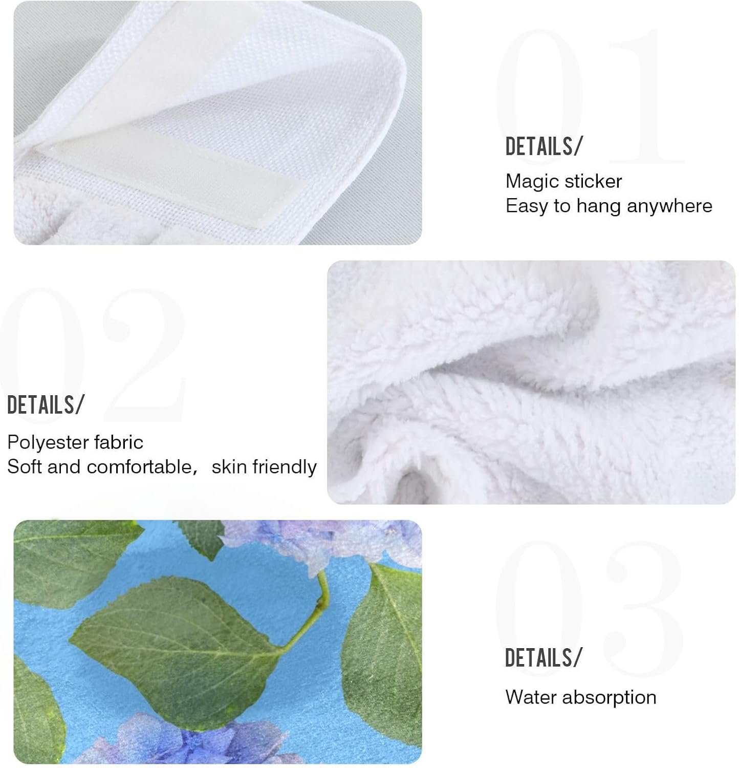 OTVEE Blue Hydrangea Kitchen Towels 2 Pieces