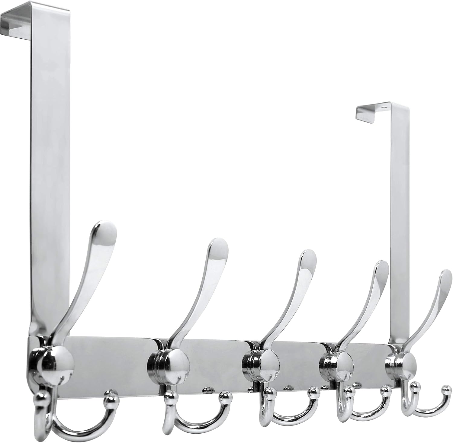 WEBI Over The Door Hook Rack with 5 Tri Hooks - Silver