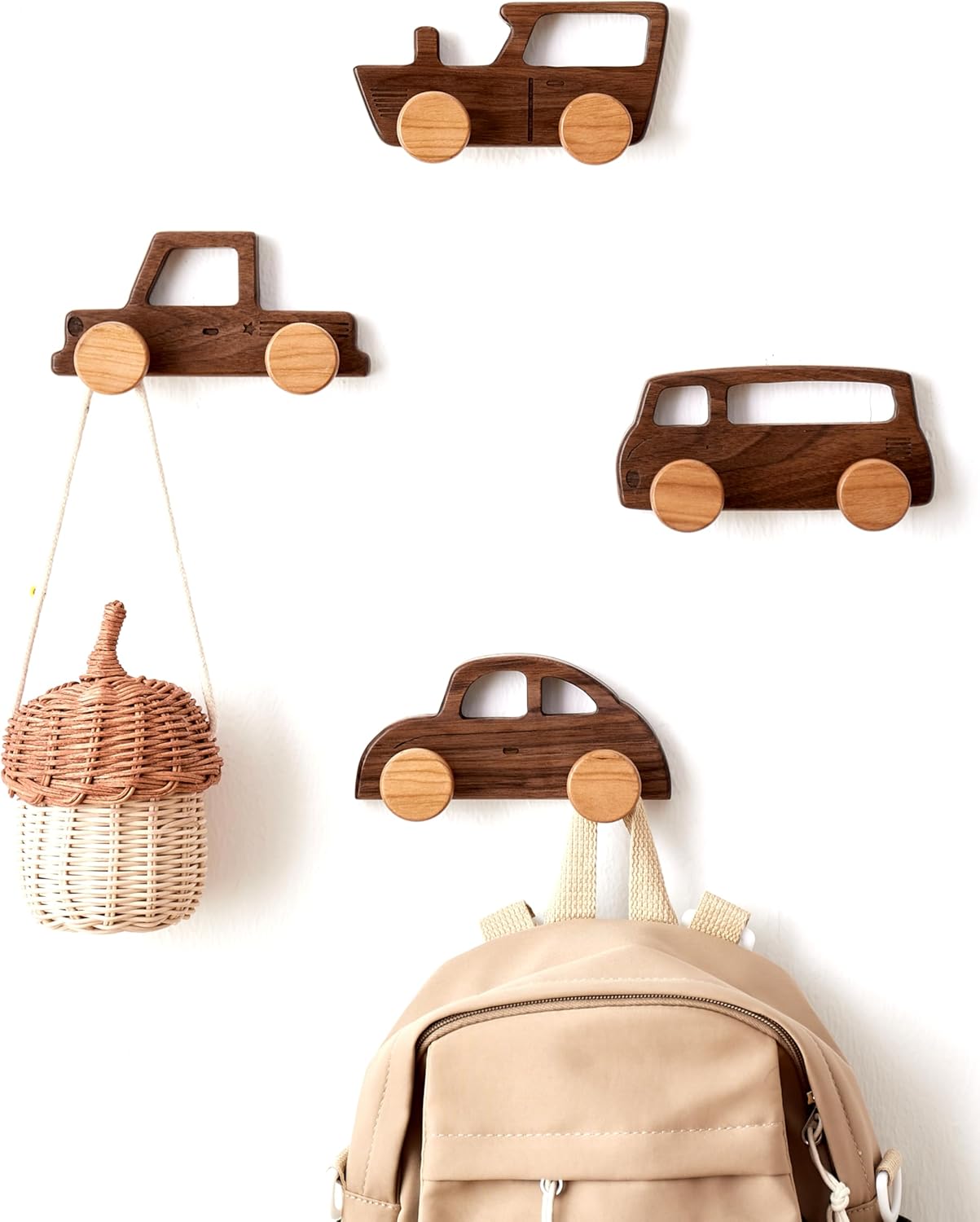 Vinoil Kids Car-Shaped Coat Hooks 4 Pack