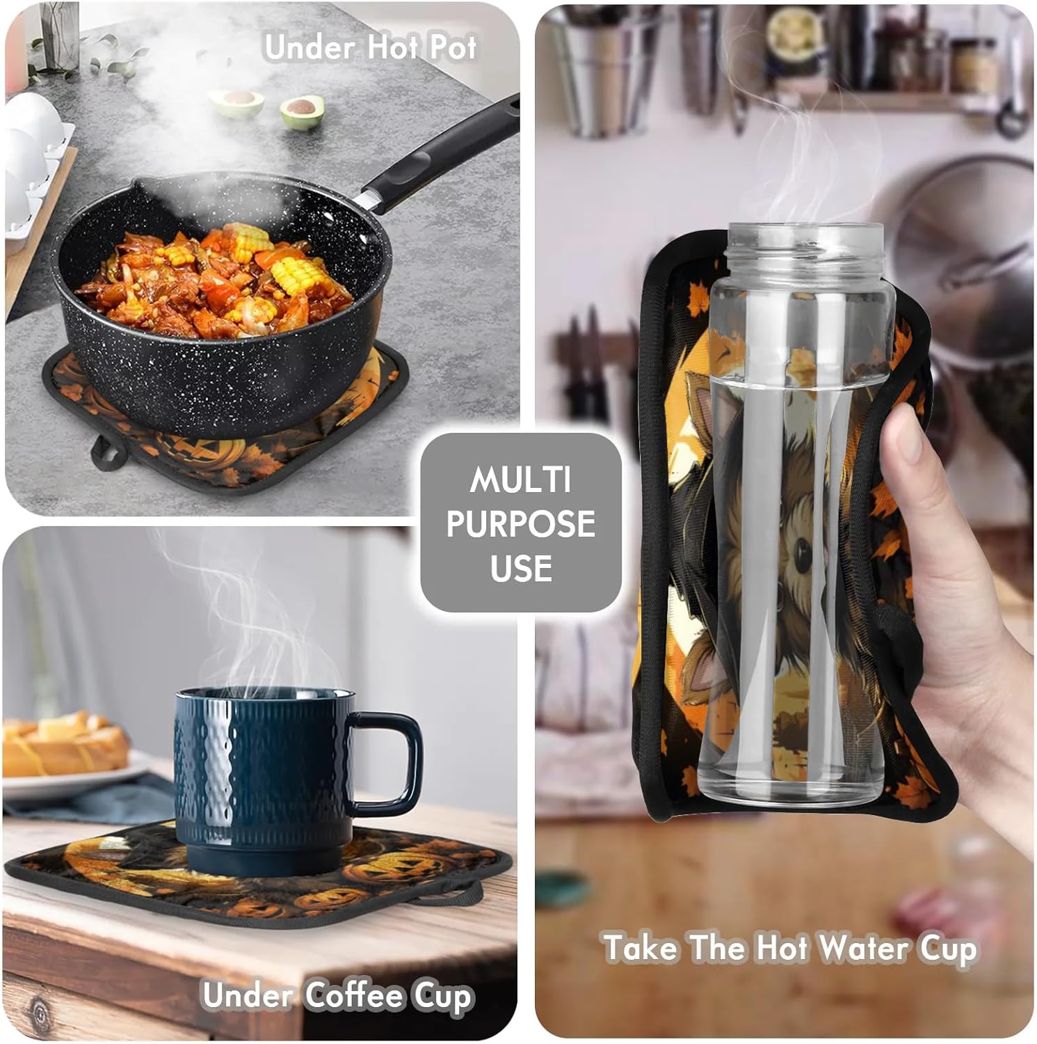 Aglebo Halloween Pumpkins Oven Mitts and Pot Holders Set of 2