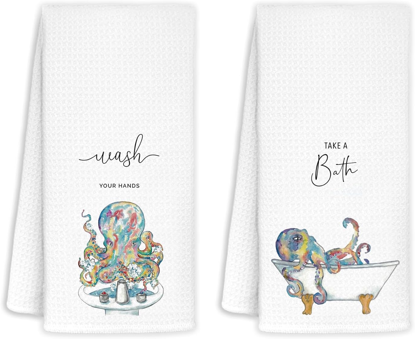 Funny Octopus Bath Towels Set of 2 1
