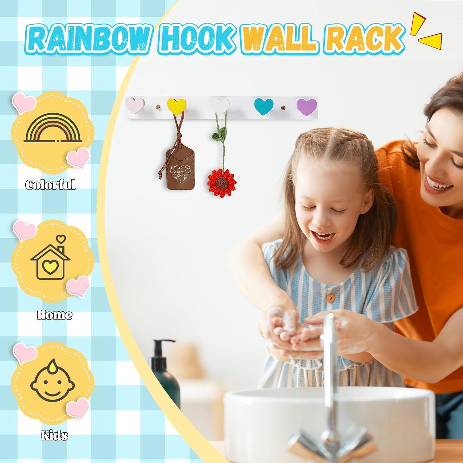 Maitys Kids Heart Shape Wall Coat Rack