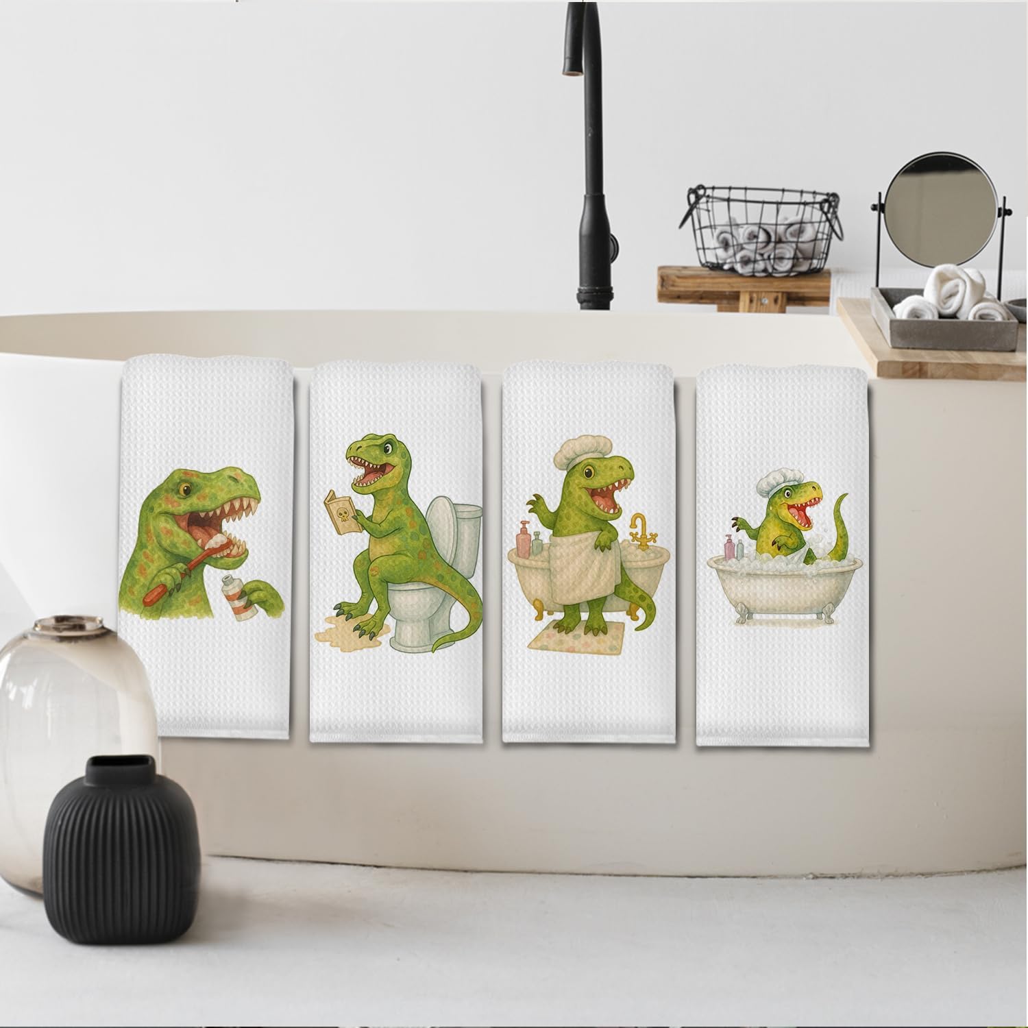 Funny Dinosaur Hand Towels for Kids 16x24 Inch