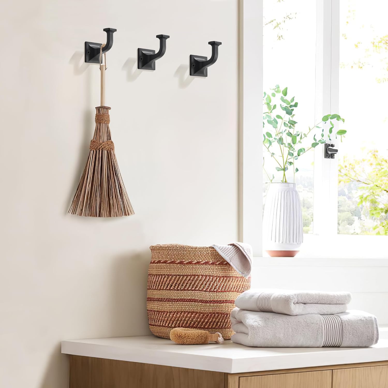 SAILING 5 Pack Matte Black Coat Hooks