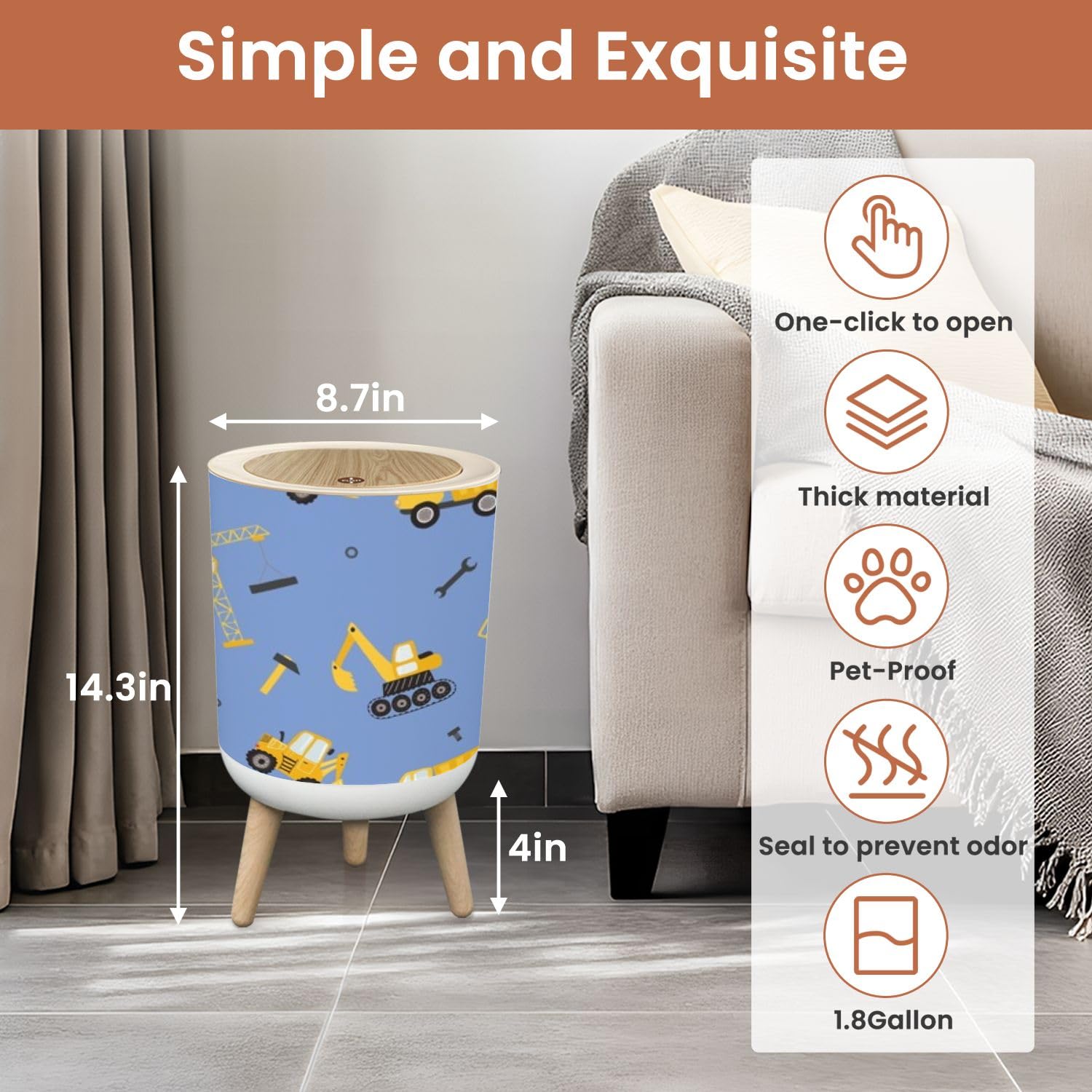 Small Dog Proof Trash Can 18 Gallon with Lid