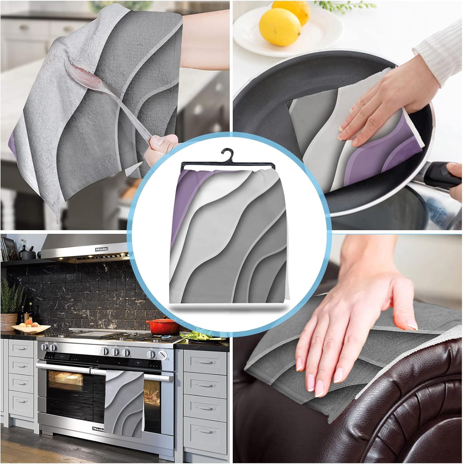 Falaniique 2PCS Ombre Purple Kitchen Towels