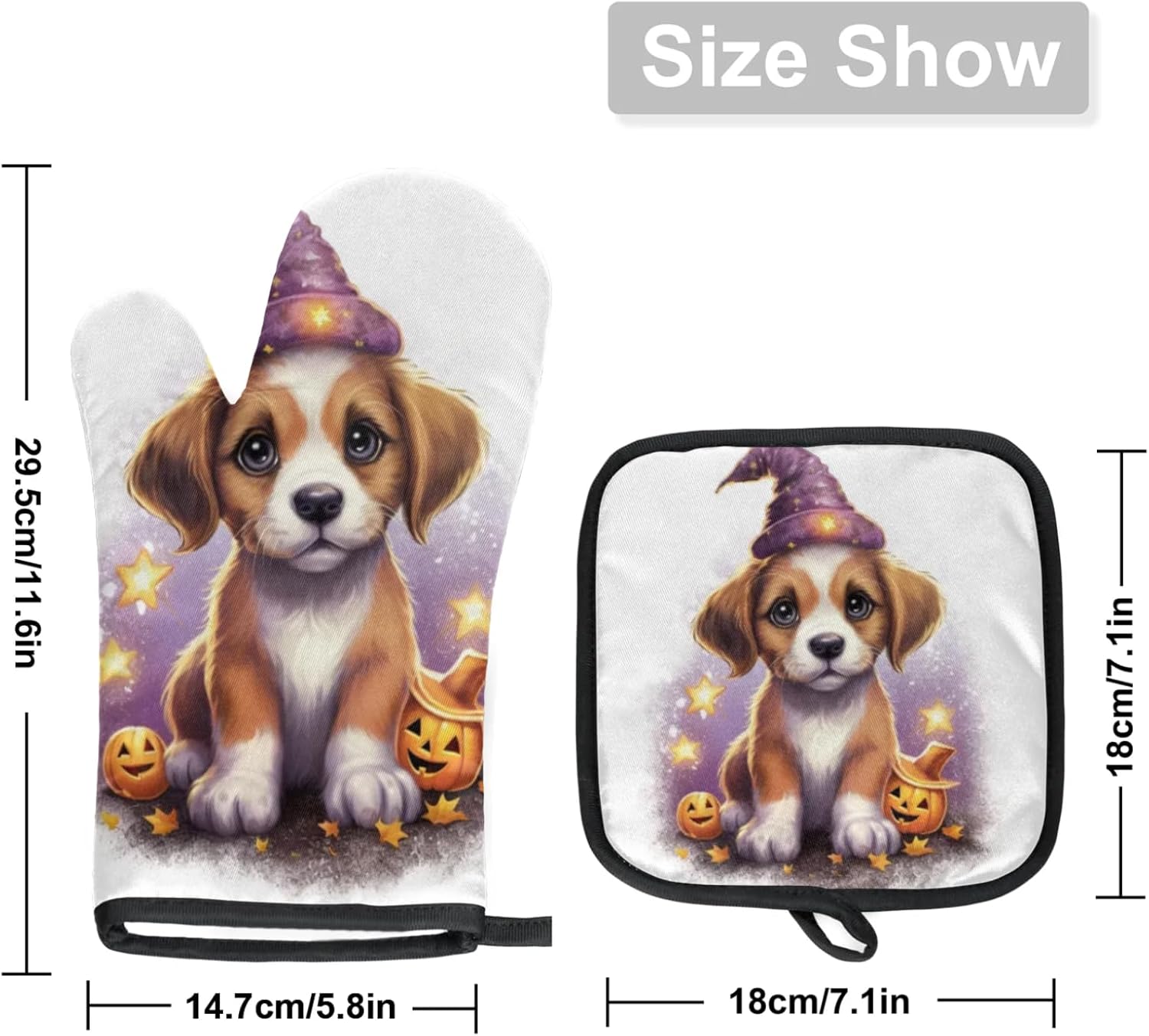 Aglebo Halloween Pumpkins Oven Mitts and Pot Holders Set of 2 1