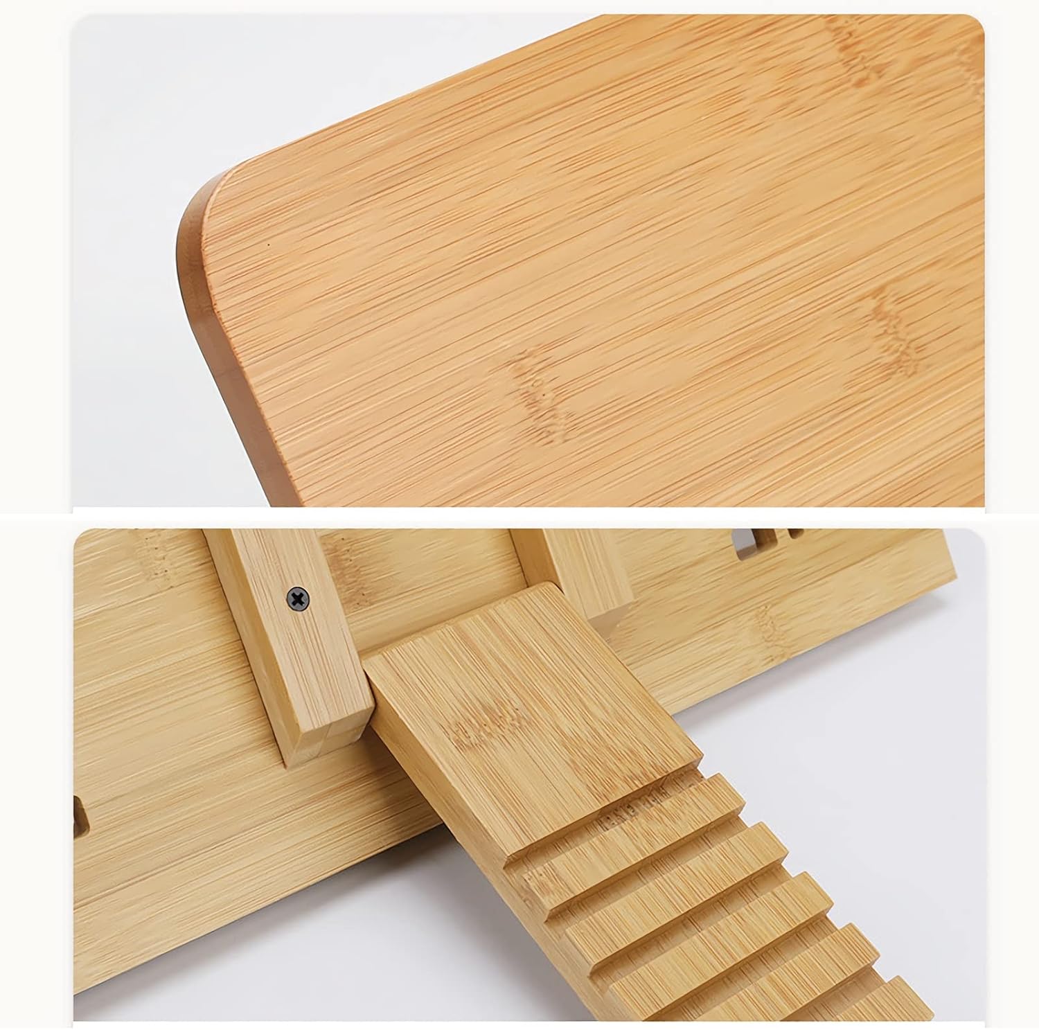 Adjustable Book Stand with Page Clips and Tray for Kitchen and Home