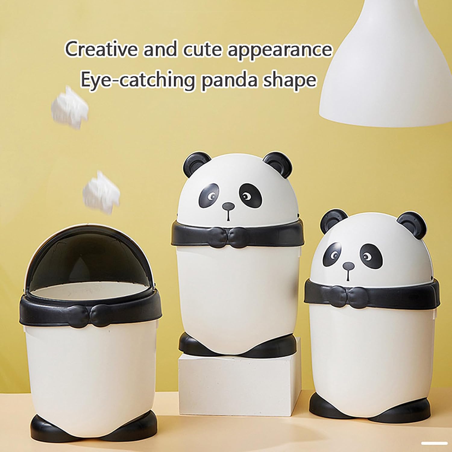 Cute Cartoon Panda Wastebasket with Swing Lid
