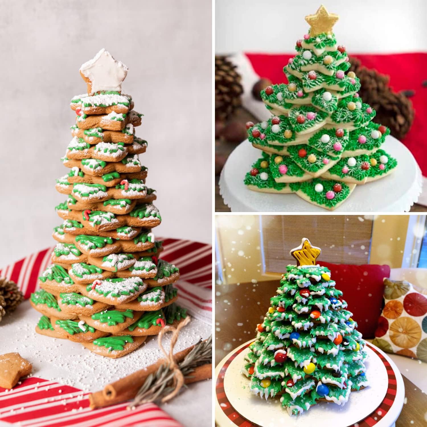KAISHANE 10pc 3D Star Cookie Cutter Set for Christmas Tree Gift Baking