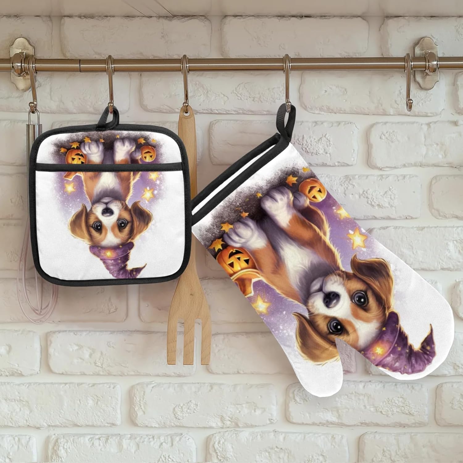 Aglebo Halloween Pumpkins Oven Mitts and Pot Holders Set of 2 1
