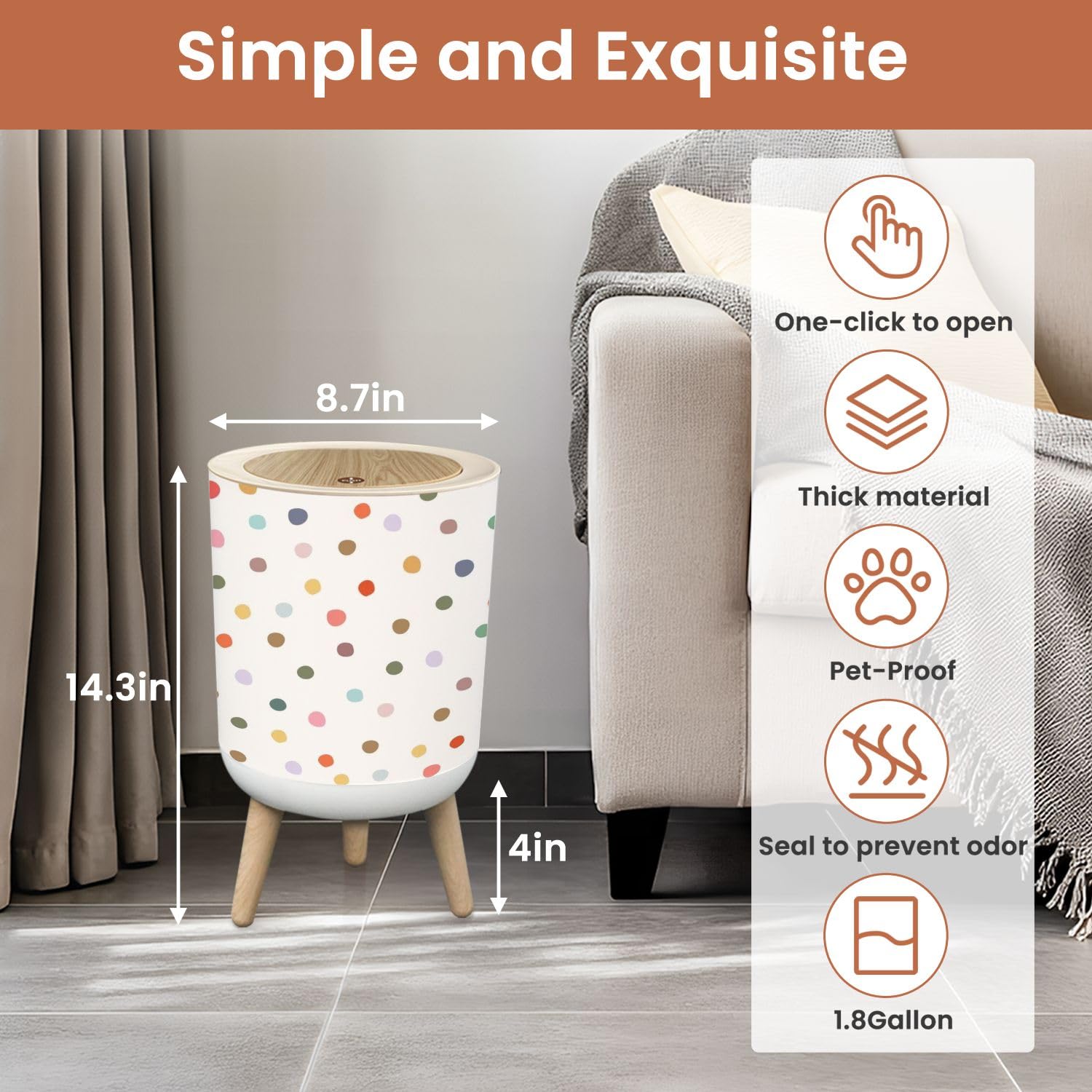 Small Dog Proof Trash Can with Lid 18 Gallon