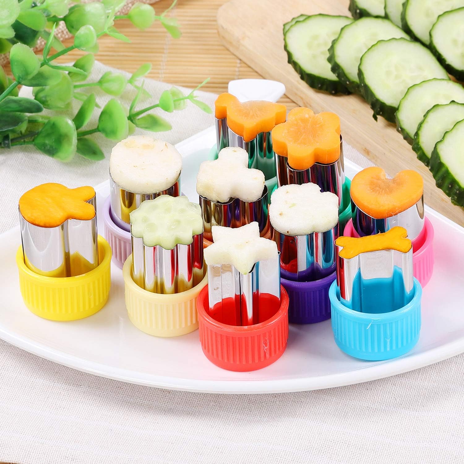 12 Piece Mini Cookie Cutters with Vegetable Cutter Shapes Set