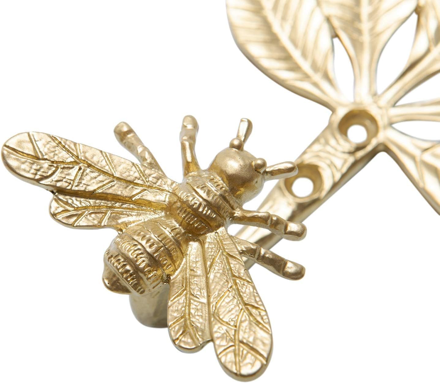 Soffee Design Gold Bee Leaf Wall Hooks Set of 2