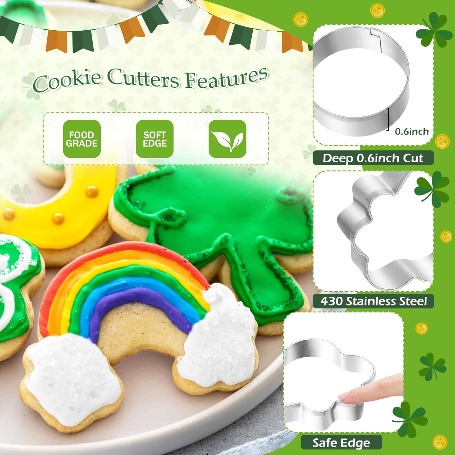 LifeisLuck 15Pcs St Patricks Cookie Cutters Set