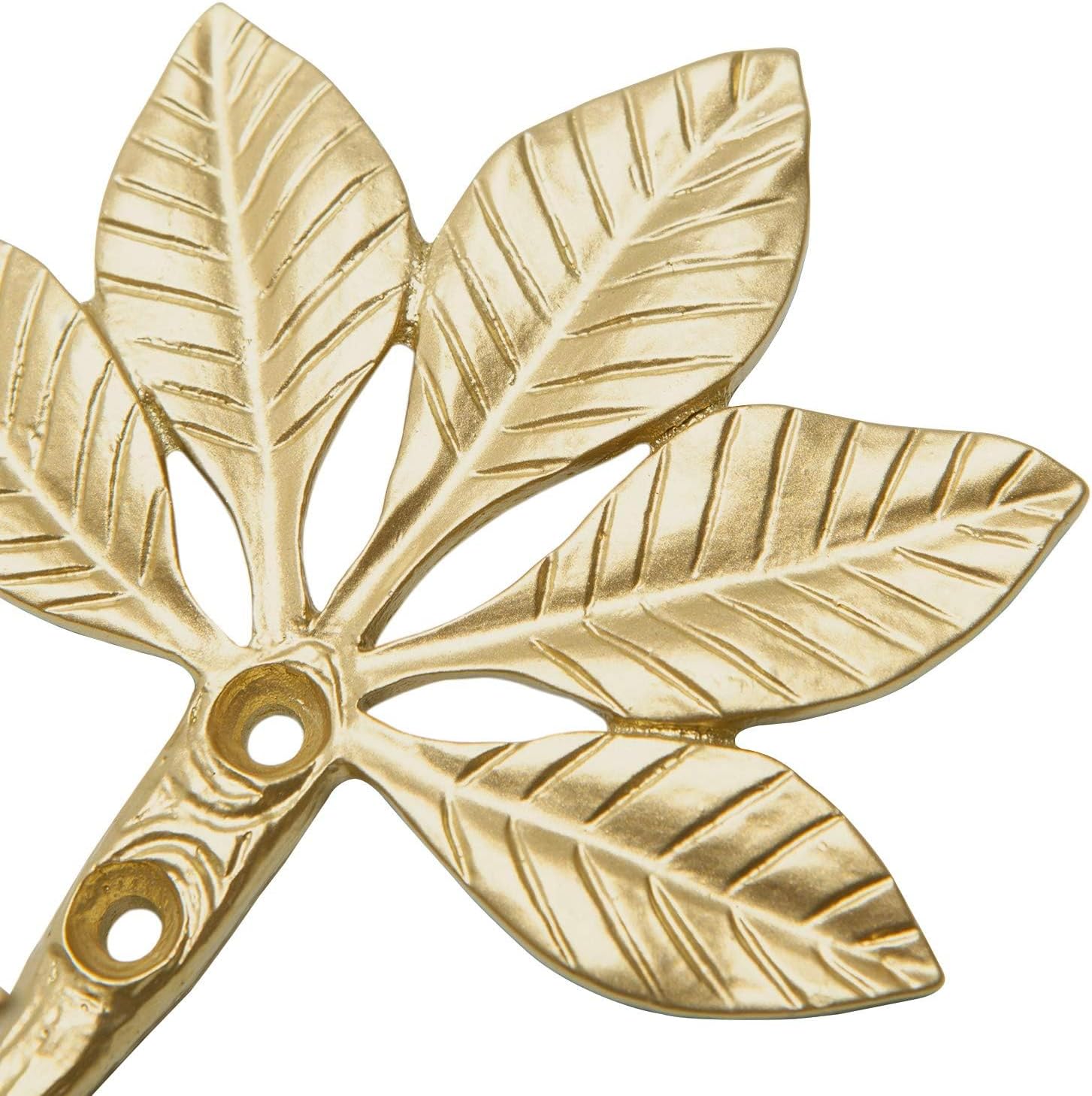 Soffee Design Gold Bee Leaf Wall Hooks Set of 2
