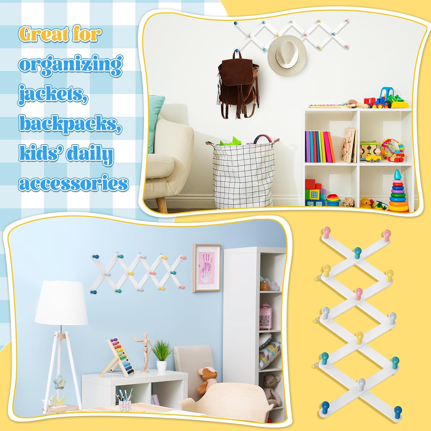 Suzile Expandable Wooden Coat Rack for Kids 1