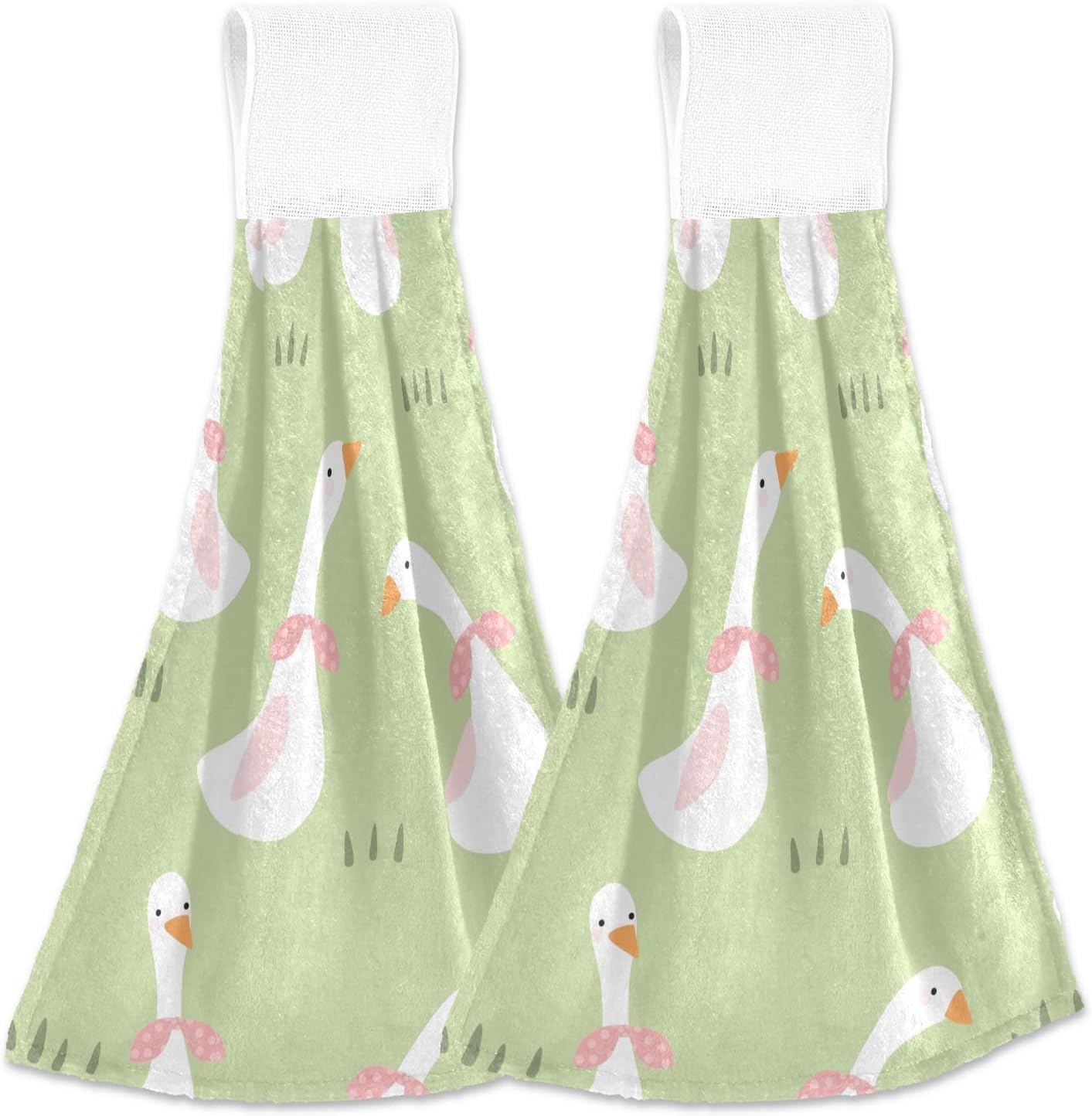 OTVEE Pink Polka Dot Bows Dish Towels 2 Pieces