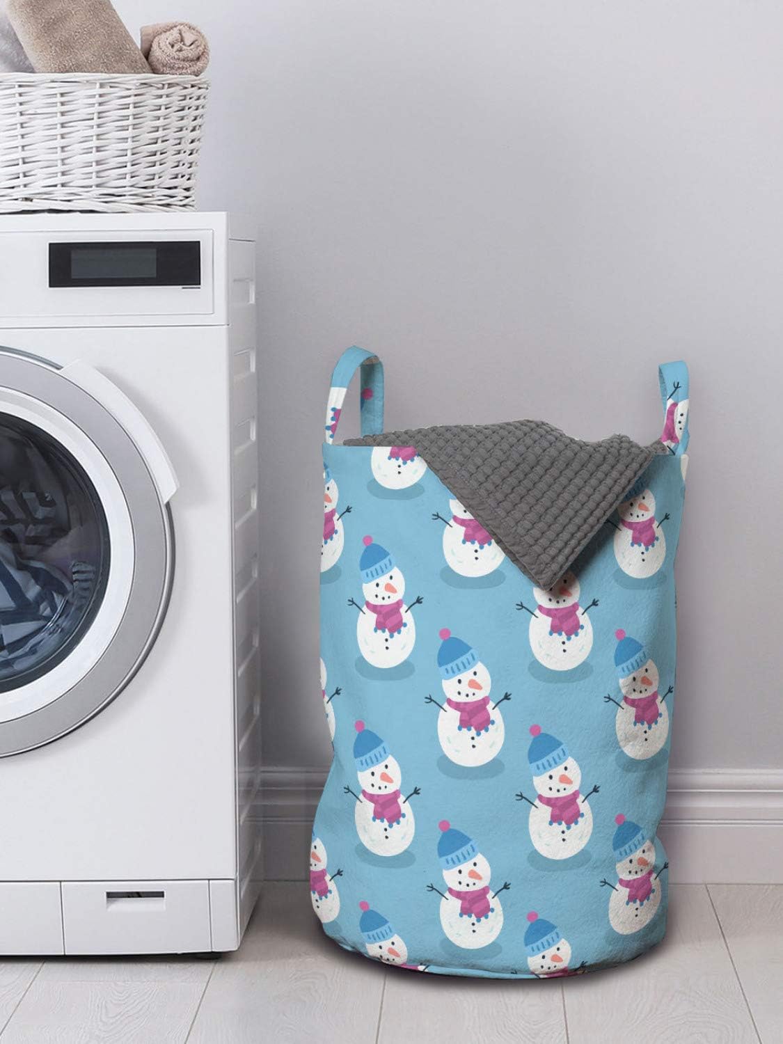 Ambesonne Winter Laundry Bag with Snowman Design