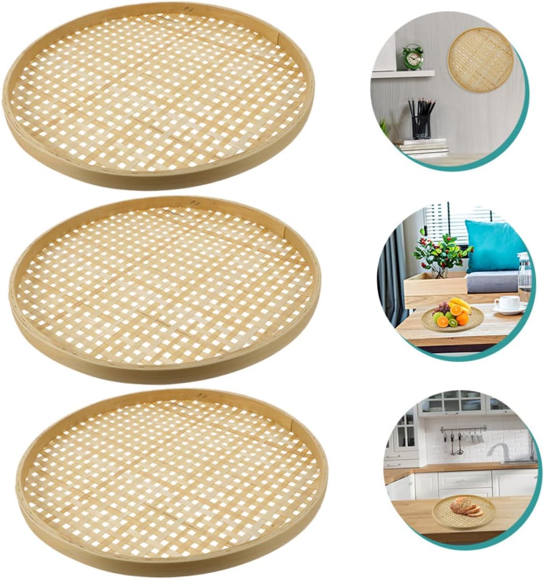 BEBEMOKO Bamboo Sieve Colander Storage Basket