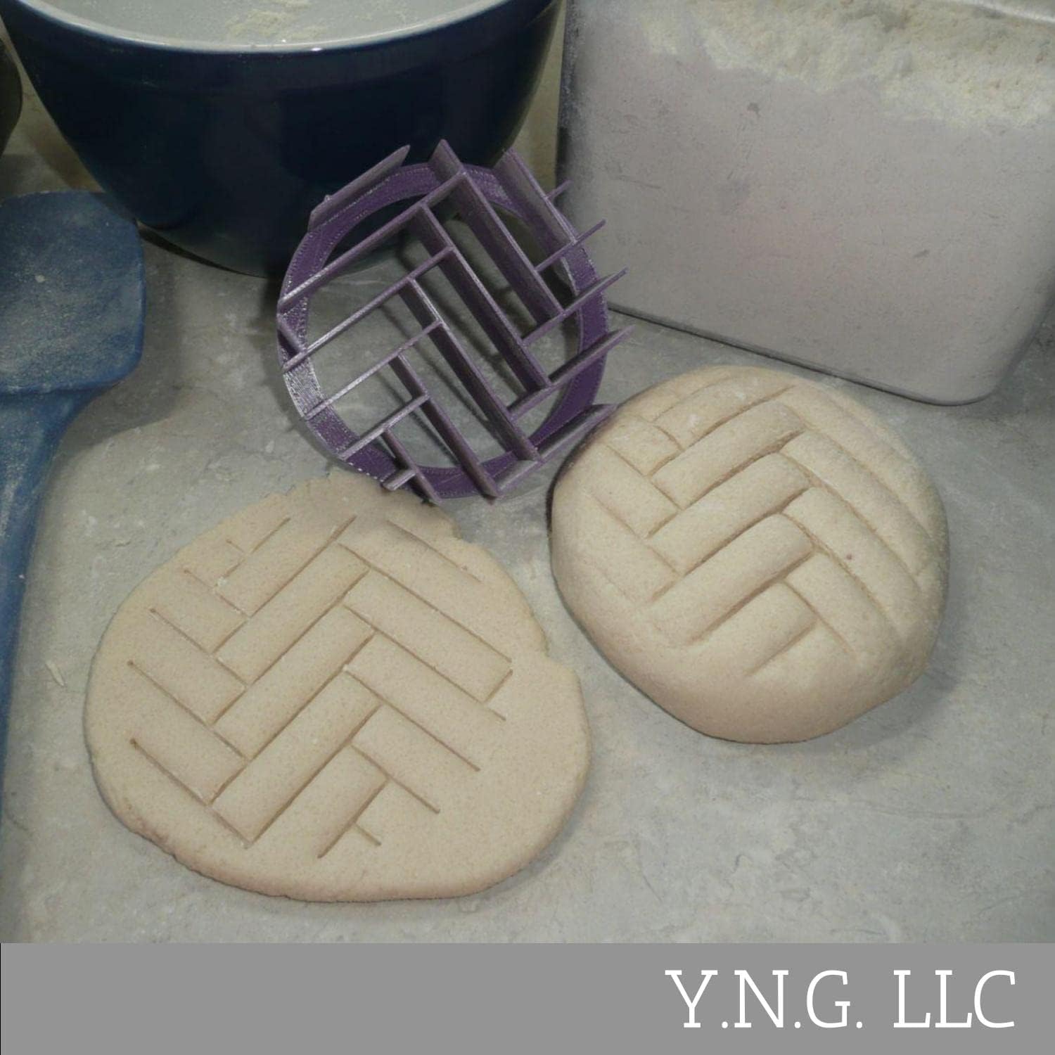 YNGLLC Herringbone Concha Cutter Bread Stamp Purple