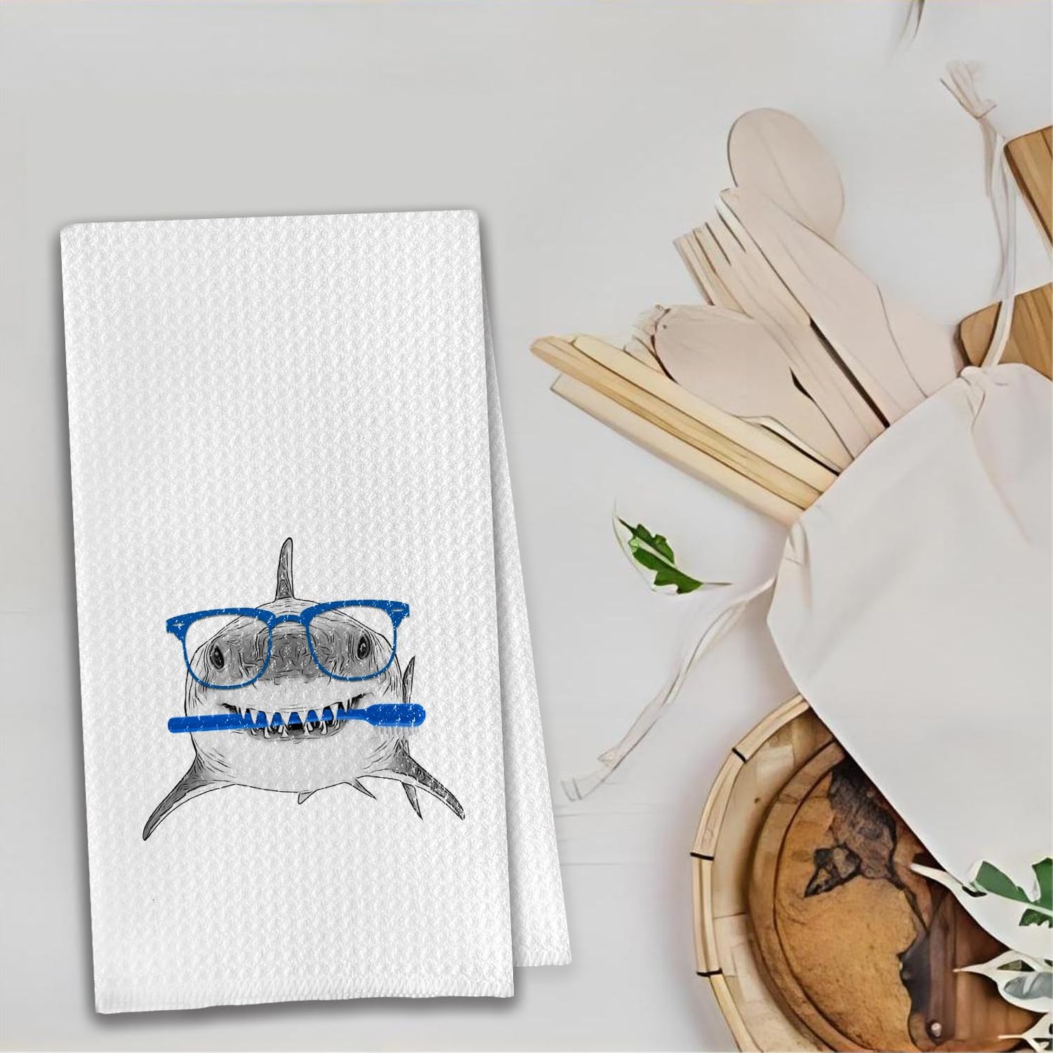 Funny Shark Hand Towels 16x24 Bathroom Decor