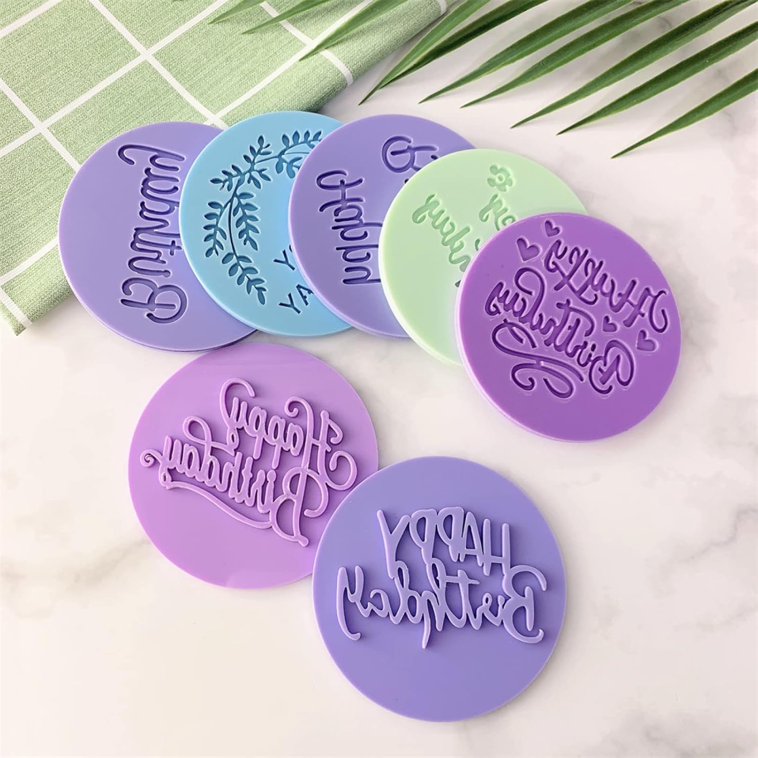 Aggert Silicone Birthday Pattern Cake Stencil 2Pcs