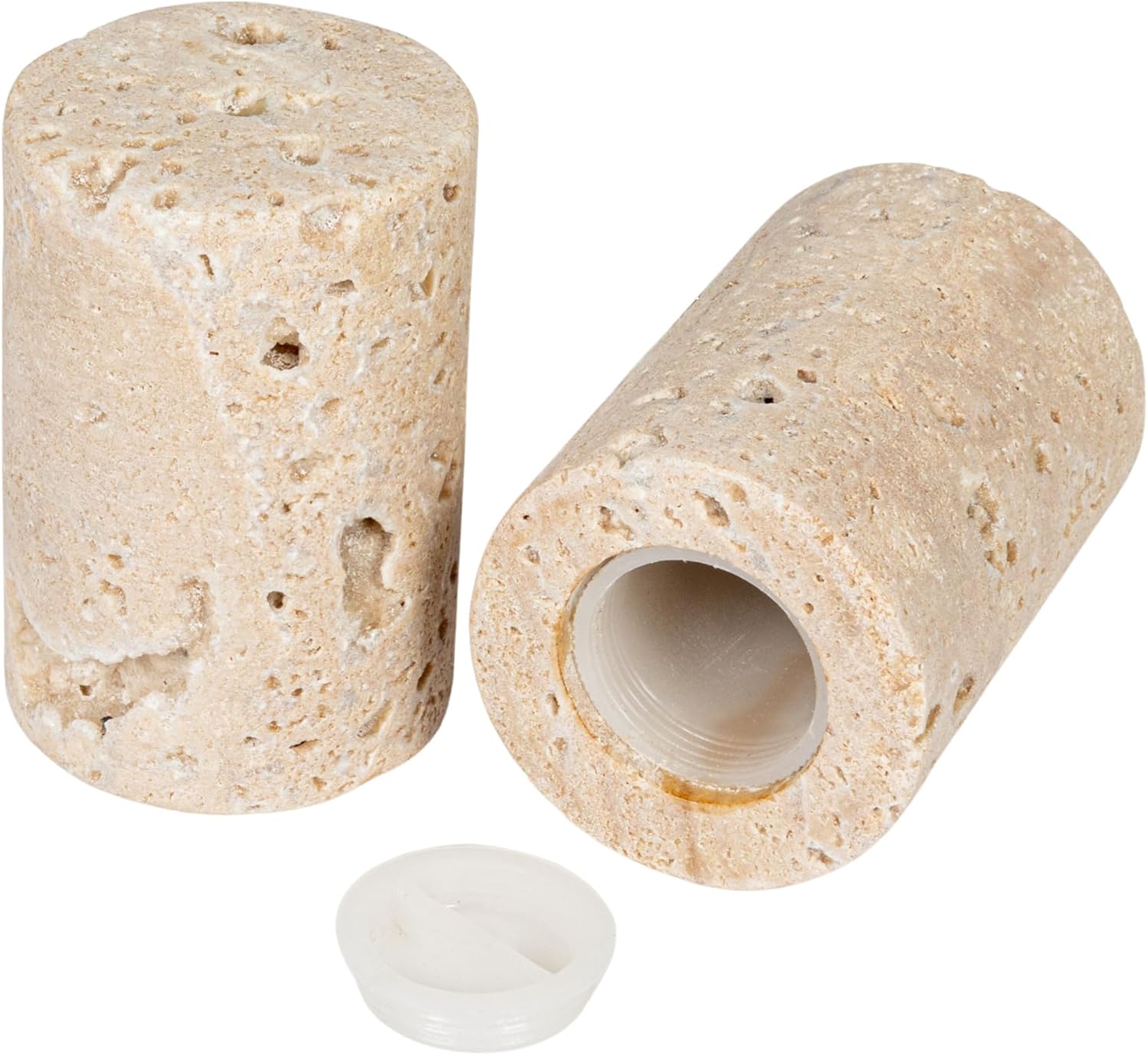 Creative Co-Op Natural Round Travertine Salt Pepper Shakers Set of 2 Small