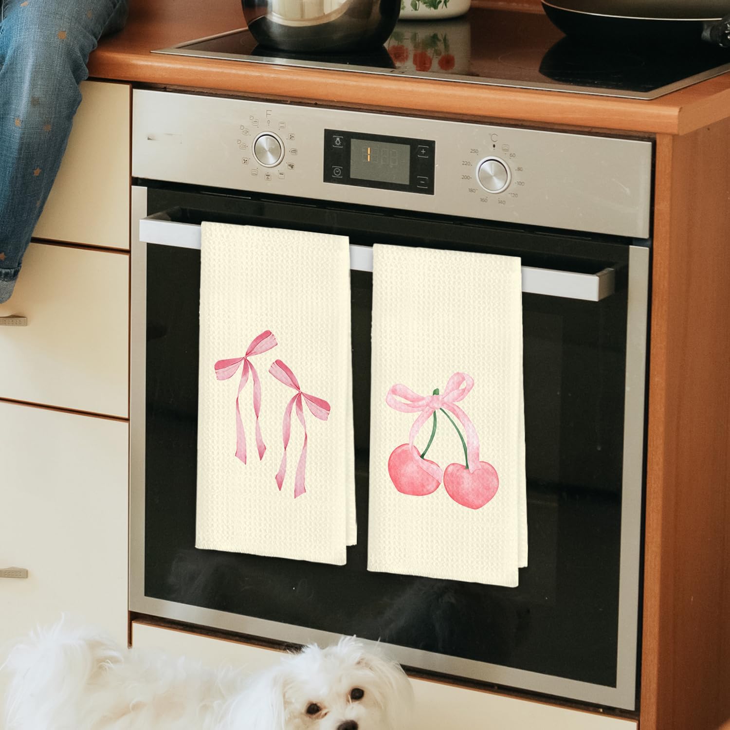 ETYZE Pink Cherry Bow Hand Towels Set of 4