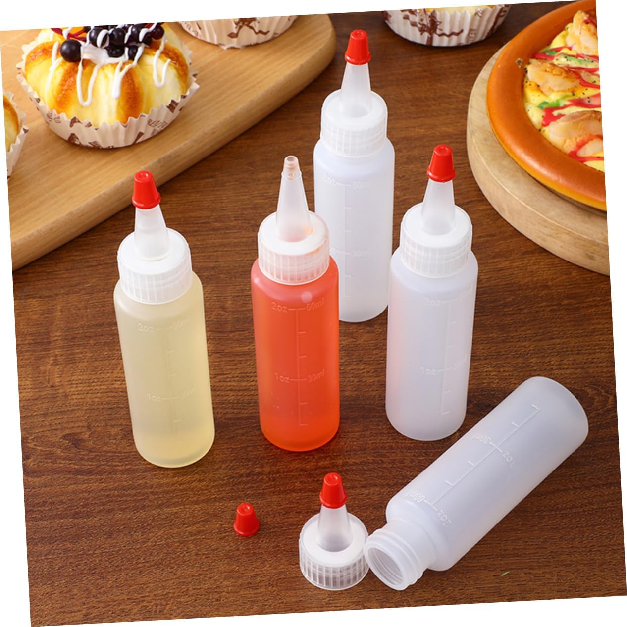 Luxshiny Mini 2oz Condiment Squeeze Bottles
