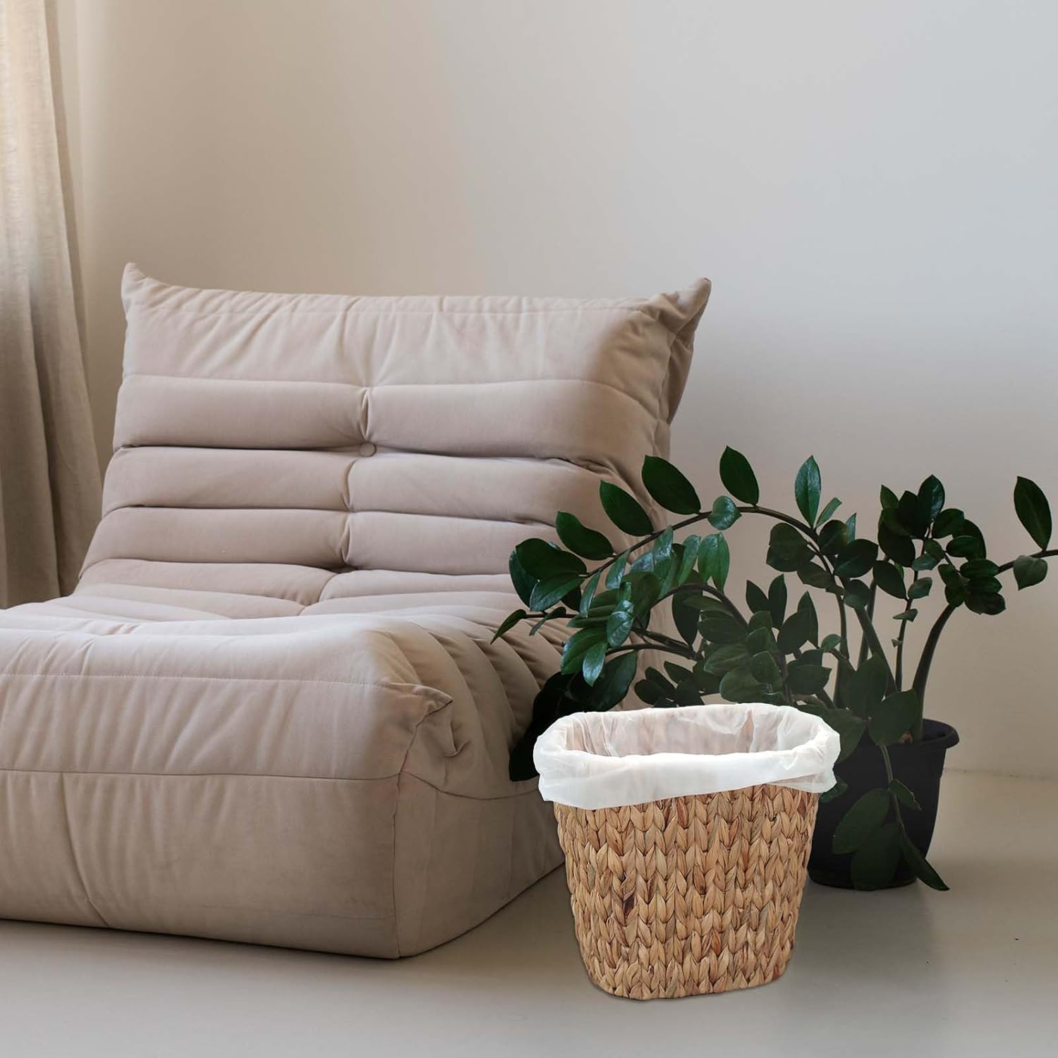 WLLHYF Woven Trash Basket Small Brown Wicker
