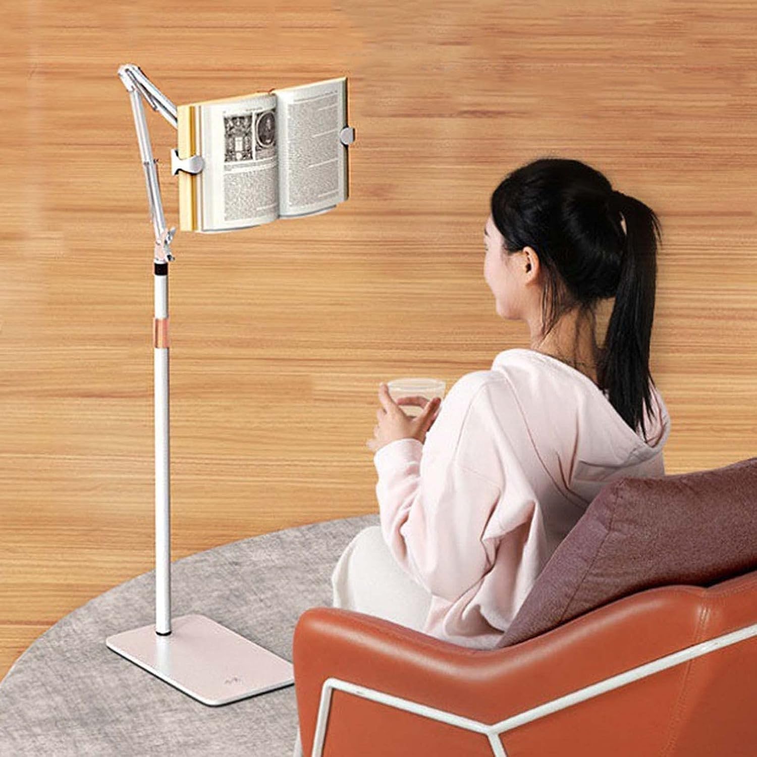 Adjustable Floor Book Stand 180 Rotatable Multifunctional for Kitchen Office Study