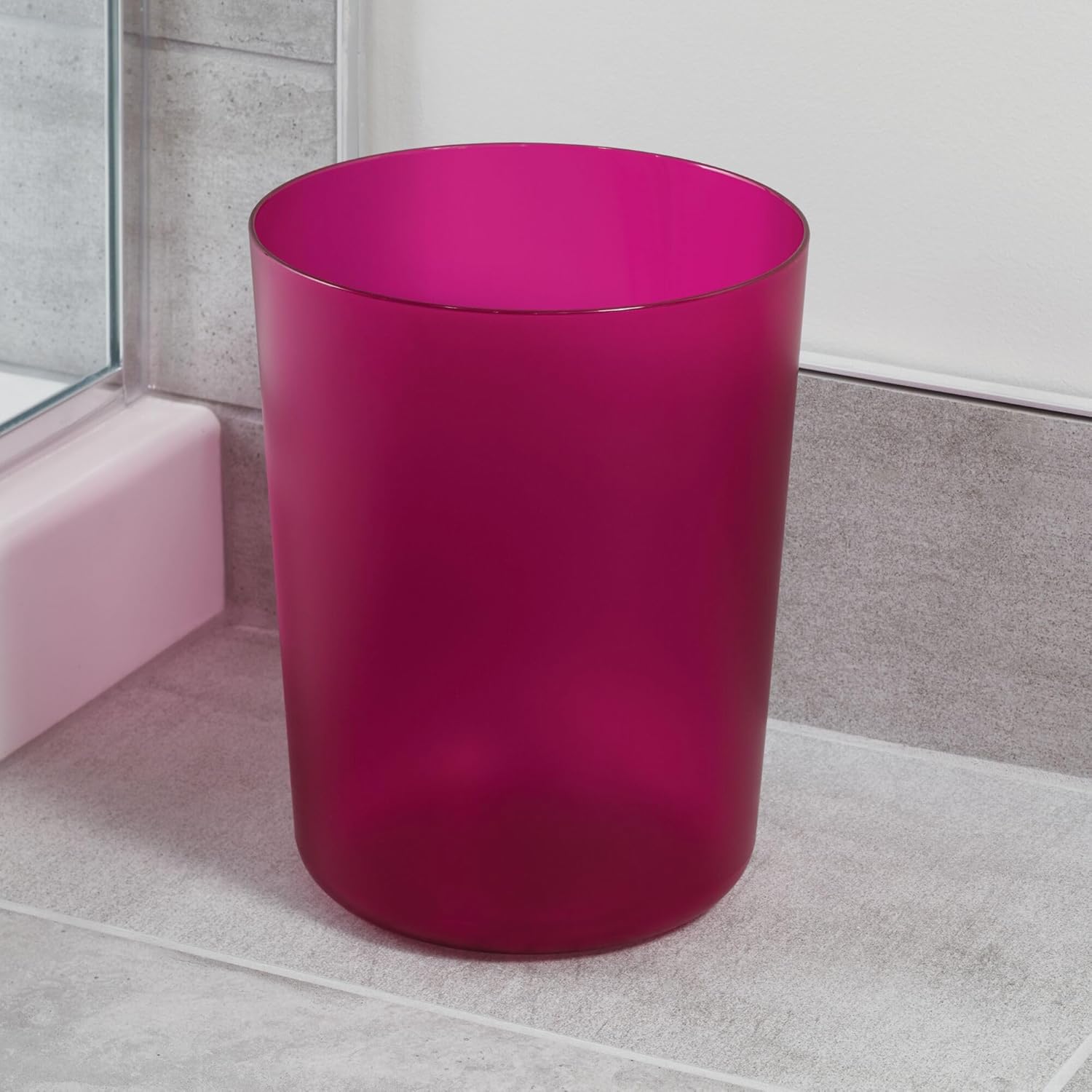 iDesign Small Round Plastic Trash Can Set of 2 - Magenta Pink