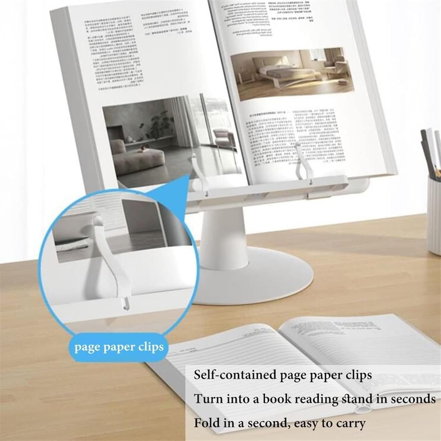 Adjustable Book Stand for Reading 4 Gear Angle Cookbooks Holder