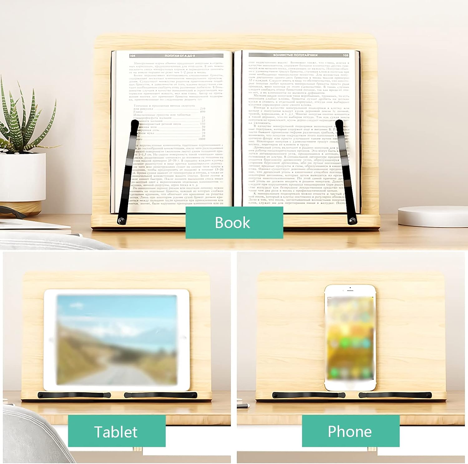 Yuidaaavzz Foldable Book Stand for Reading Bed Kitchen Office Use