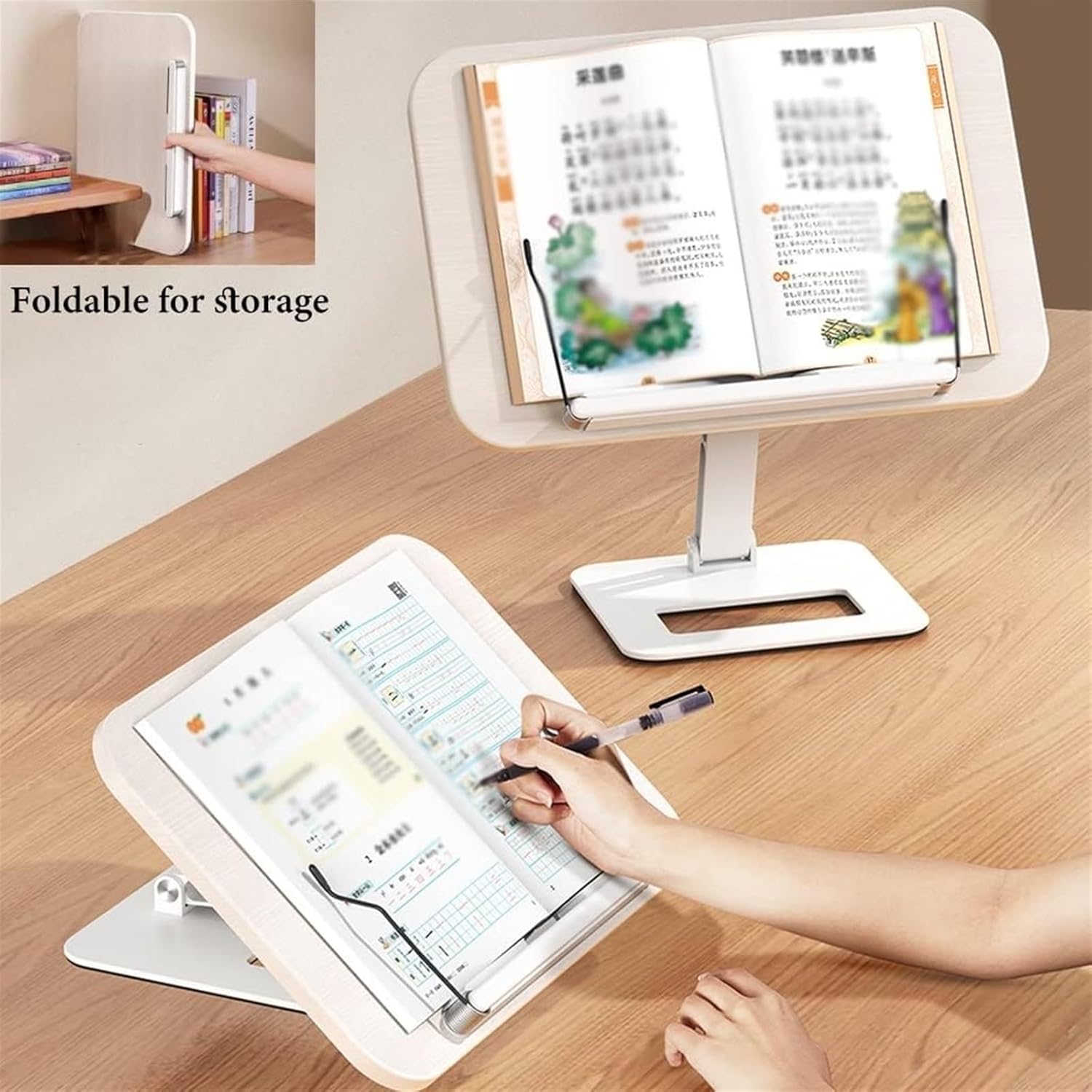 Yuidaaavzz Adjustable Cookbook Stand with Clips and Bookmark Holder 1