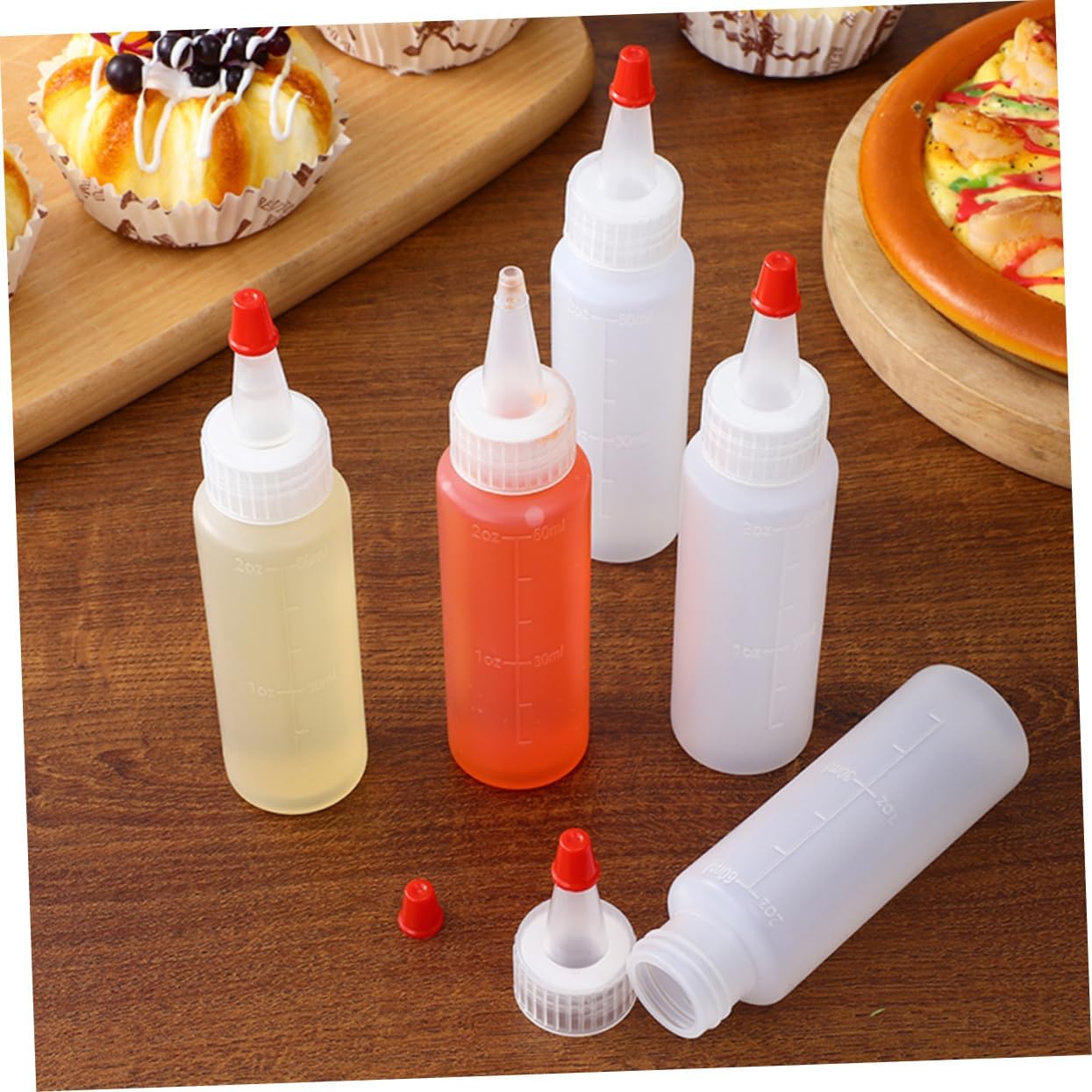 DECHOUS 15pcs Mini Condiment Squeeze Bottles 2oz